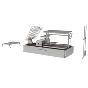 Tagwood BBQ XL Built-In Santa Maria Argentine wood fire and charcoal grill in stainless steel with adjustable grates and brasero firebox.