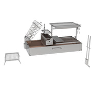 Tagwood BBQ XL Built-In Santa Maria Argentine Wood Fire & Charcoal Gaucho Grill with stainless steel and adjustable grilling grates