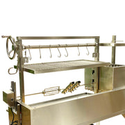 Tagwood BBQ Stainless Steel Rotisserie Kit - BBQ50SS with hooks, clamps, 40W motor, and rust-resistant 304 stainless steel construction.