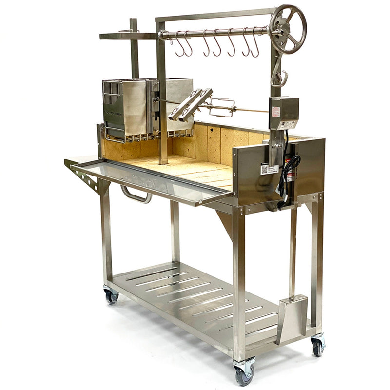 Tagwood BBQ Stainless Steel Rotisserie Kit - BBQ50SS with 304 stainless steel, 40W motor, forks, clamps, and heat-resistant design.