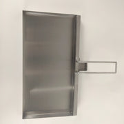 Tagwood BBQ Height Adjustable Griddle BBQ54SS in stainless steel with a foldable handle and spacious flat cooking surface