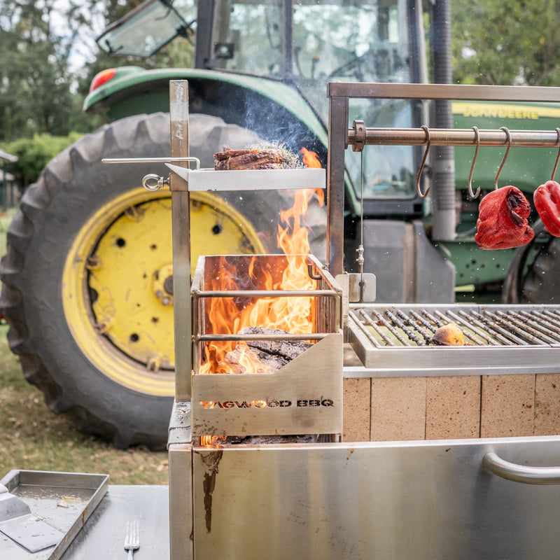 Tagwood BBQ Height Adjustable Secondary Grate BBQ55SS in stainless steel with 105 sq in cooking space and adjustable height for grilling.
