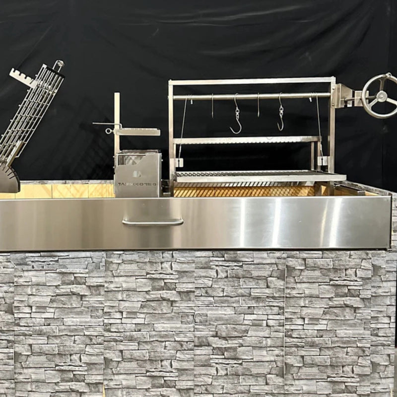 Tagwood BBQ front door for BBQ09SS Small, stainless steel with handle and brackets, enhances heat retention and grill appearance.