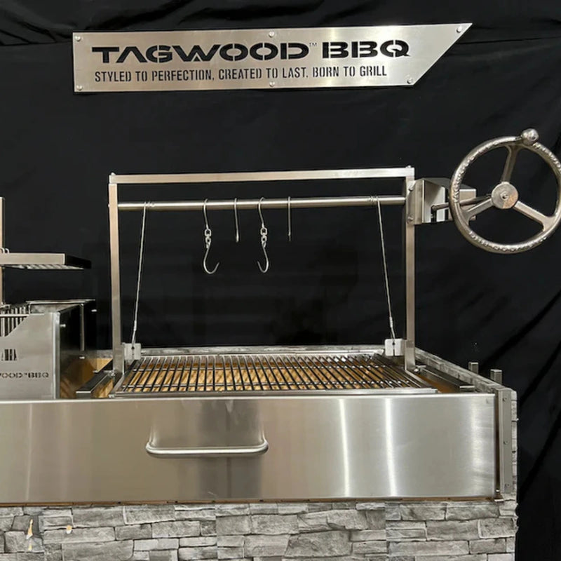 Tagwood BBQ front door for BBQ09SS Small in stainless steel with handle and mounting brackets for heat retention and ember life extension.