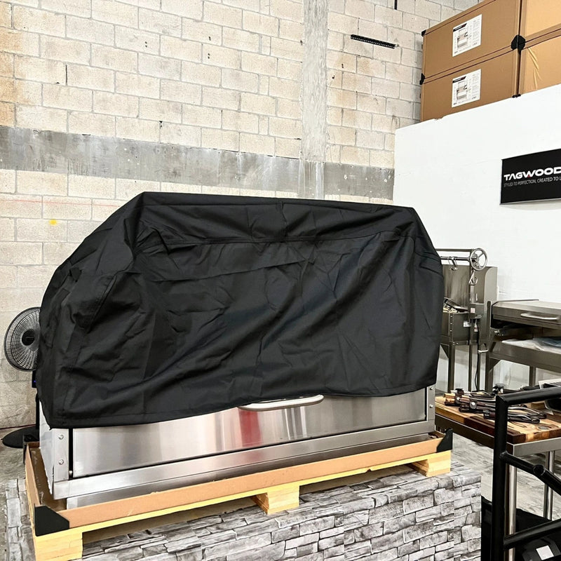Tagwood BBQ BBQ73S cover for BBQ05, black 900D PU waterproof grill cover with drawstring and double stitching for secure fit.