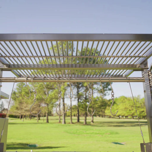 Tagwood BBQ Round Warming Roof Grill BBQ92SS made of stainless steel with hanging hooks, fits BBQ03SS and BBQ05SS models for warming food.