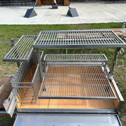 Tagwood BBQ Round Warming Roof Grill BBQ92SS in stainless steel with multiple grates, designed to fit BBQ03SS and BBQ05SS grills.