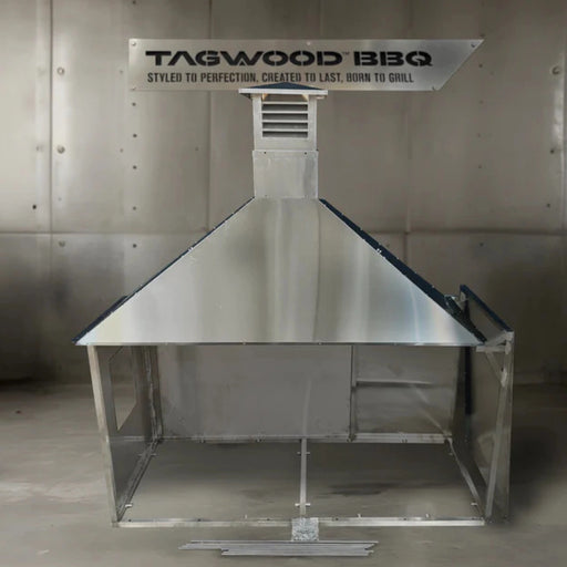 Tagwood BBQ Attachment Built-in Smoke Hood - ASH28 stainless steel 49" L canopy with vent for grill smoke control and outdoor use.