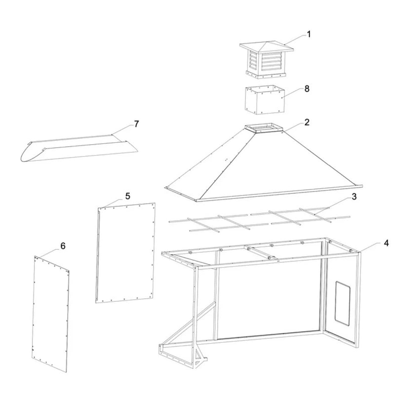 Tagwood BBQ Attachment Built-in Smoke Hood ASH28 stainless steel canopy with vent and frame for BBQ26SS and BBQ28SS models.