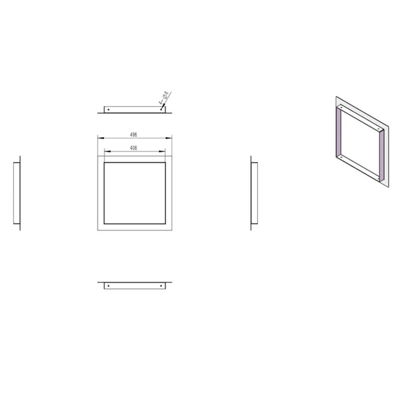 Tagwood BBQ Connection flange for Smoke Hood made of 304 stainless steel, square shape with mounting holes, multiple thickness options.