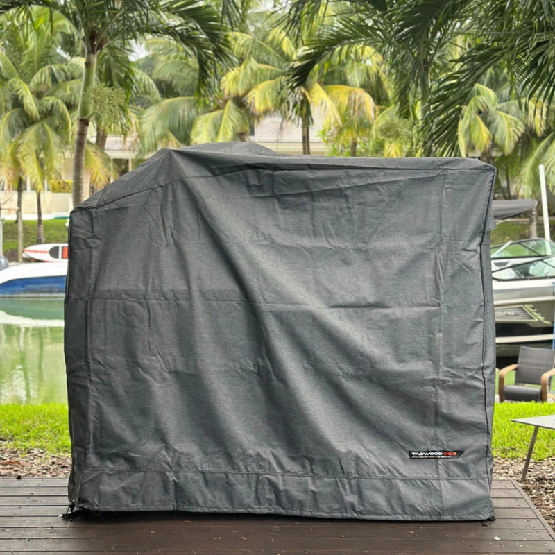Tagwood BBQ BBQ06SS Cover - COVE06, grey vinyl grill cover with UV and water-resistant material, custom fit for BBQ06SS grill.