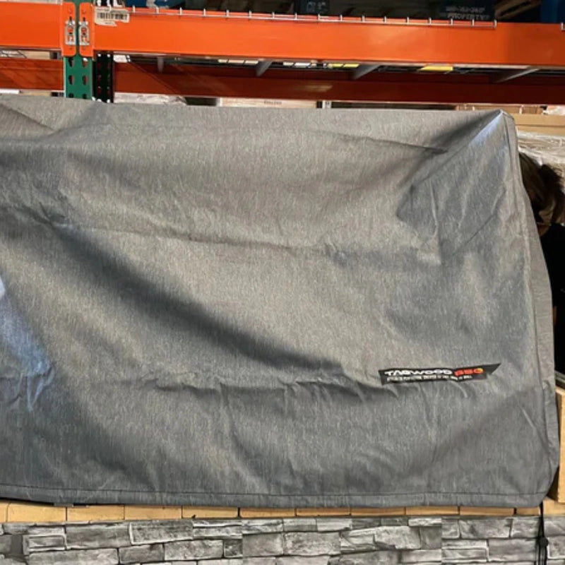 Tagwood BBQ BBQ25SS and BBQ09SS Cover COVE25 in grey vinyl with Level 5 UV resistance, vent windows, and adjustable drawstring.