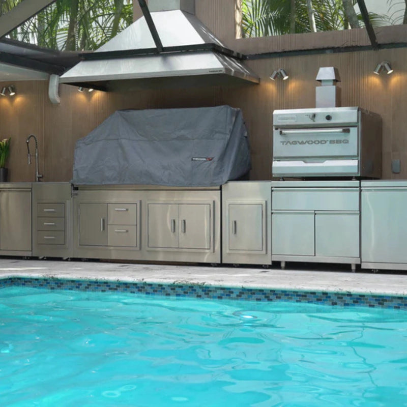 Tagwood BBQ BBQ28SS Cover COVE28 gray waterproof grill cover with velvet liner and adjustable drawstring for outdoor protection