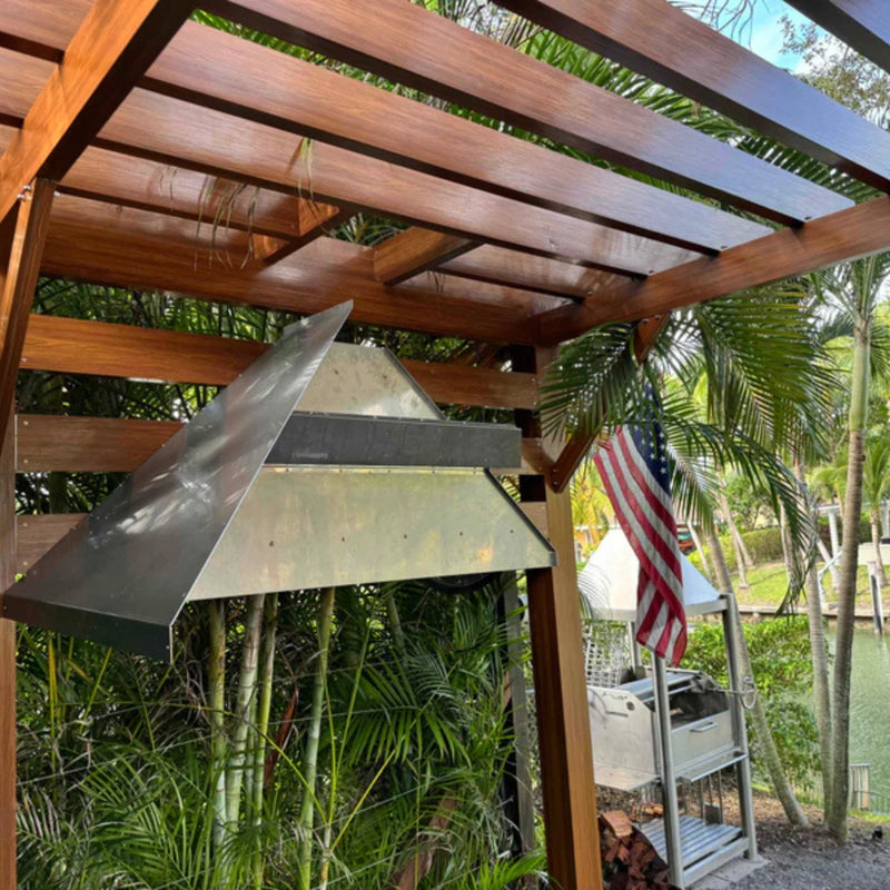 Tagwood BBQ Smoke Hood for BBQ09SS PLUS Grills, 304 stainless steel wall-mounted canopy with extendable duct, heat resistant design.