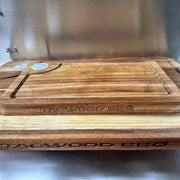 Tagwood BBQ Edge-Grain Cutting & Carving Board TAWO05 in durable Acacia wood with juice groove and carved hand grips, 24"x16" size.