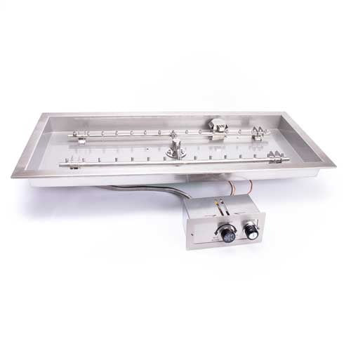 HPC Fire Inspired Rectangle H-Burner Inserts Liquid Propane stainless steel with adjustable flame control knobs for outdoor fire features