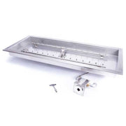 HPC Fire Inspired Rectangle H-Burner Inserts Natural Gas stainless steel rectangular burner with dual gas ports for even flame distribution.