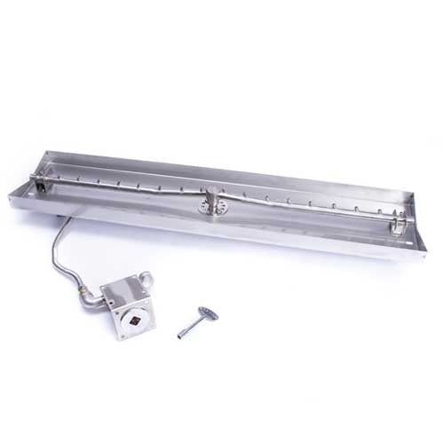 HPC Fire Inspired Linear Interlink Pan Inserts Liquid Propane stainless steel burner with interlink design and control valve for outdoor fire features.