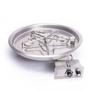 HPC Fire Inspired Round Bowl Inserts Liquid Propane with stainless steel burner, flame ports, and control panel for outdoor fire pits.
