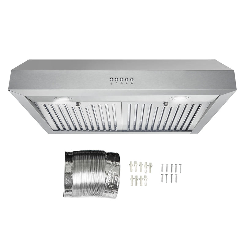 Cosmo 30" Haven Collection Under Cabinet Range Hood in Stainless Steel, 380 CFM, LED Lights, UC30