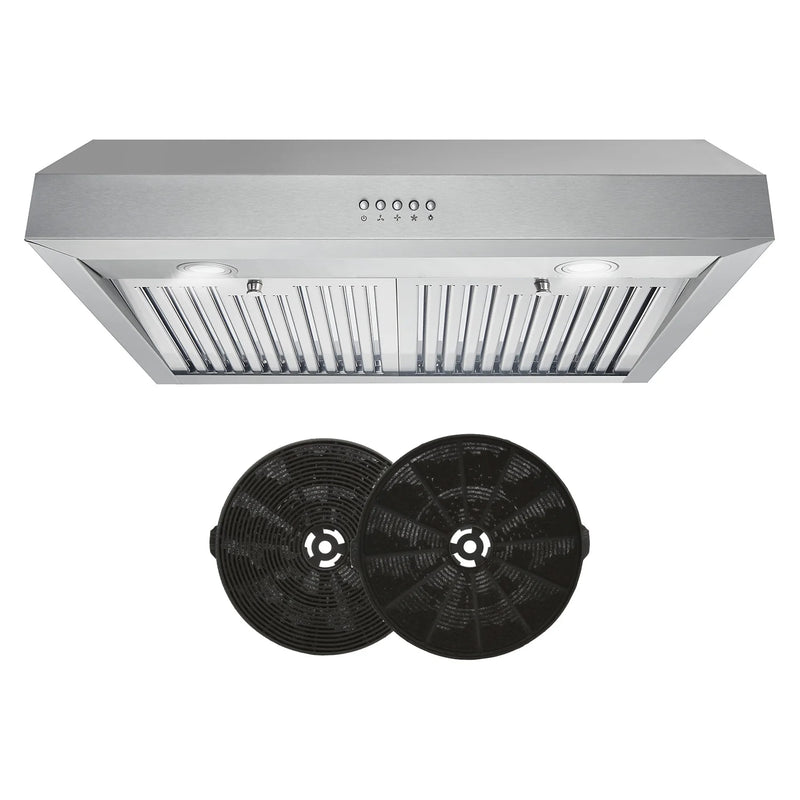 Cosmo 30" Haven Collection Under Cabinet Range Hood in Stainless Steel, 380 CFM, LED Lights, UC30
