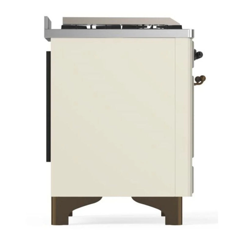 ILVE Majestic II 36" Dual Fuel Freestanding Range in Antique White with Burnished Trim, UM09FDNS3AWBLP