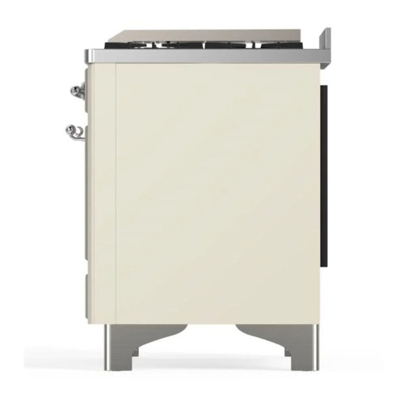 ILVE Majestic II 36" Dual Fuel Freestanding Range in Antique White with Chrome Trim, UM09FDNS3AWCLP