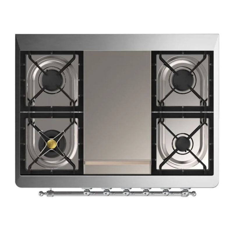 ILVE Majestic II 36" Dual Fuel Freestanding Range in Antique White with Chrome Trim, UM09FDNS3AWCLP