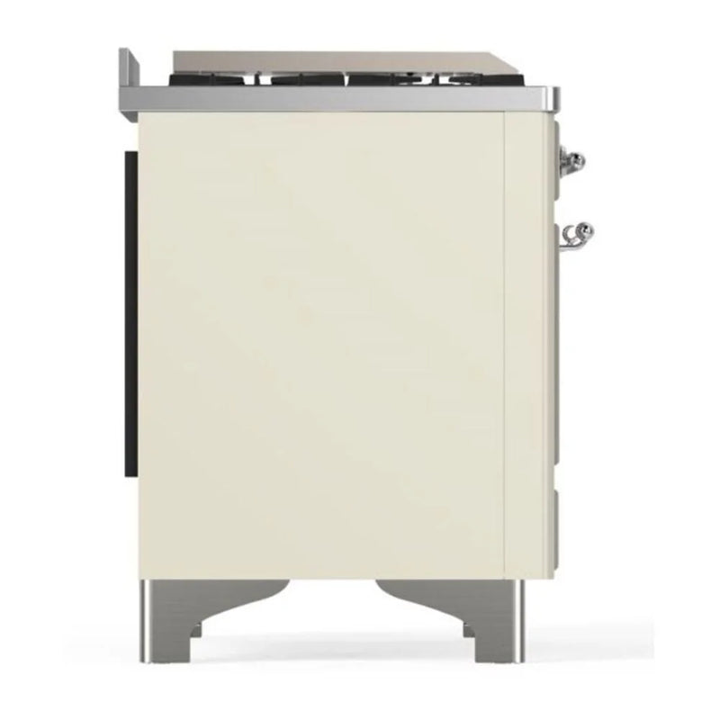 ILVE Majestic II 36" Dual Fuel Freestanding Range in Antique White with Chrome Trim, UM09FDNS3AWC