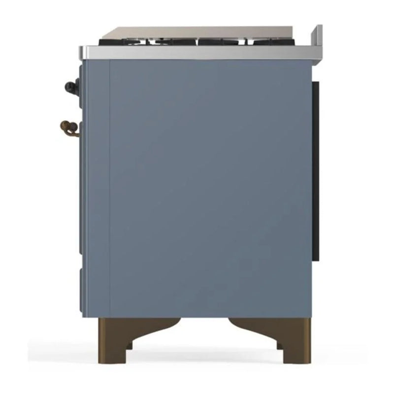 ILVE Majestic II 36" Dual Fuel Freestanding Range in Blue Grey with Burnished Trim, UM09FDNS3BGBLP