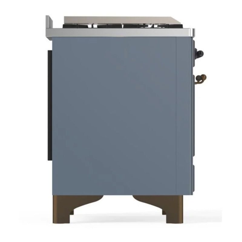 ILVE Majestic II 36" Dual Fuel Freestanding Range in Blue Grey with Burnished Trim, UM09FDNS3BGBLP