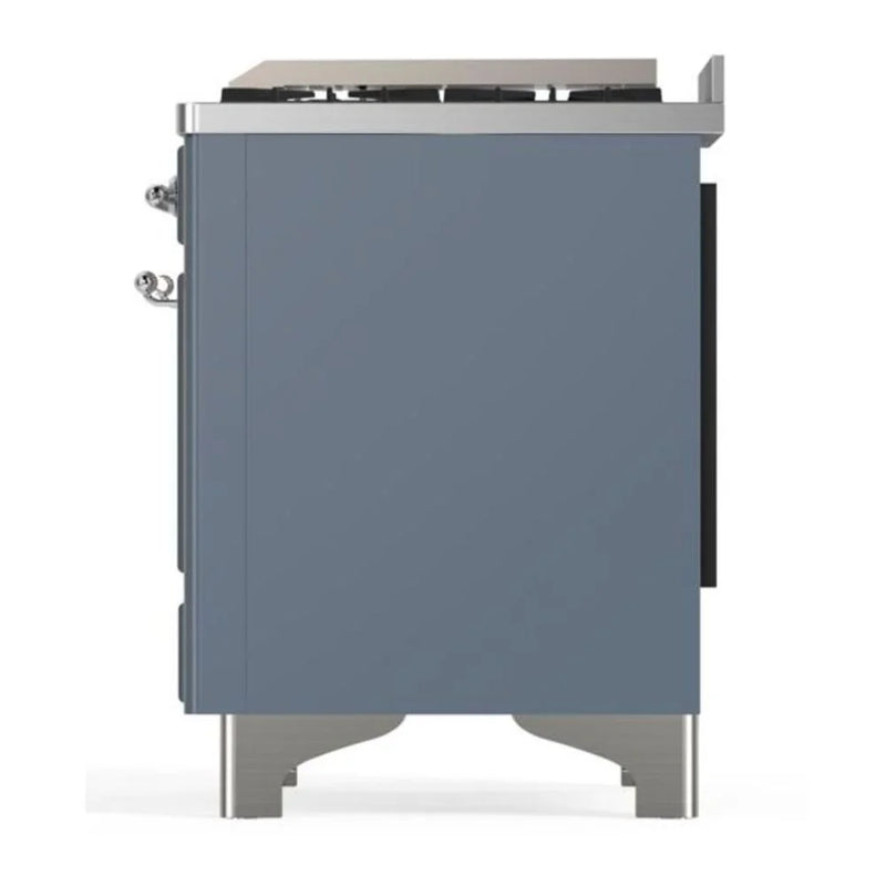 ILVE Majestic II 36" Dual Fuel Freestanding Range in Blue Grey with Chrome Trim, UM09FDNS3BGCLP