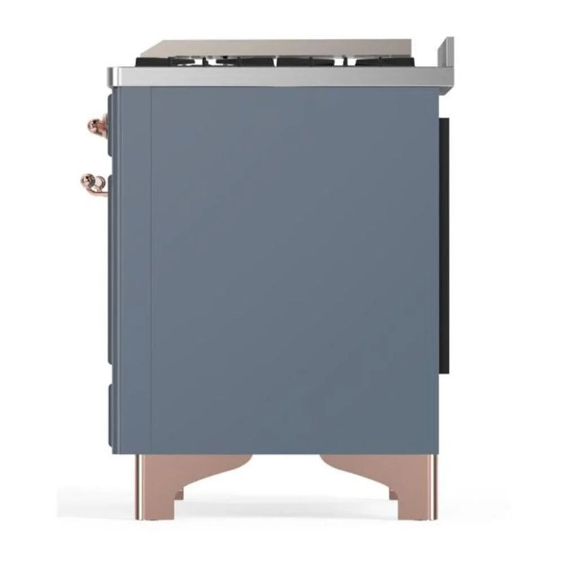 ILVE Majestic II 36" Dual Fuel Freestanding Range in Blue Grey with Copper Trim, UM09FDNS3BGPLP