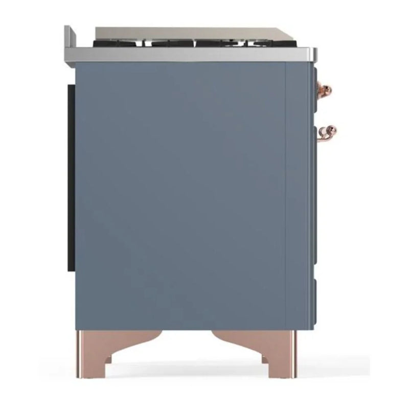 ILVE Majestic II 36" Dual Fuel Freestanding Range in Blue Grey with Copper Trim, UM09FDNS3BGPLP