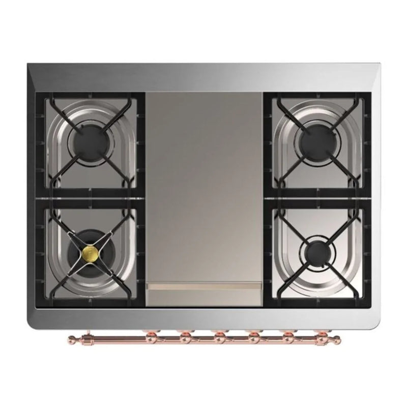 ILVE Majestic II 36" Dual Fuel Freestanding Range in Blue Grey with Copper Trim, UM09FDNS3BGPLP