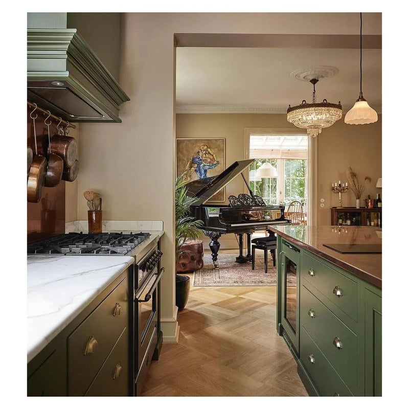 ILVE Majestic II 36" Dual Fuel Freestanding Range in Glossy Black with Burnished Trim, UM09FDNS3BKB