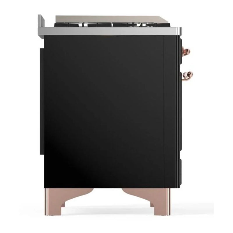 ILVE Majestic II 36" Dual Fuel Freestanding Range in Glossy Black with Copper Trim, UM09FDNS3BKPLP
