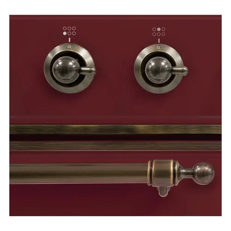 ILVE Majestic II 36" Dual Fuel Freestanding Range in Burgundy with Burnished Trim, UM09FDNS3BUB