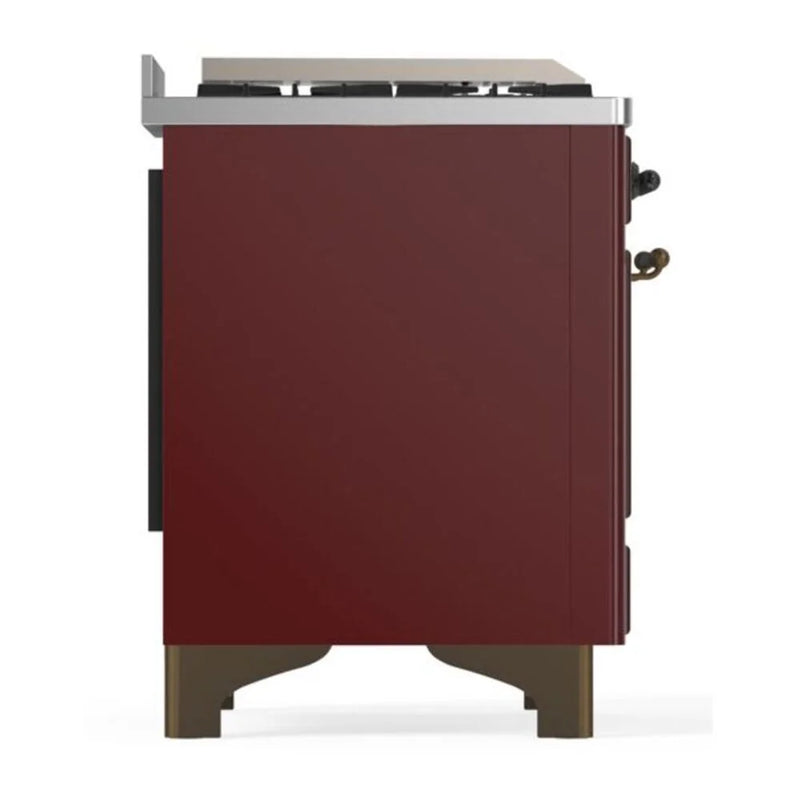 ILVE Majestic II 36" Dual Fuel Freestanding Range in Burgundy with Burnished Trim, UM09FDNS3BUB