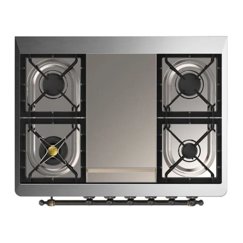 ILVE Majestic II 36" Dual Fuel Freestanding Range in Burgundy with Burnished Trim, UM09FDNS3BUB