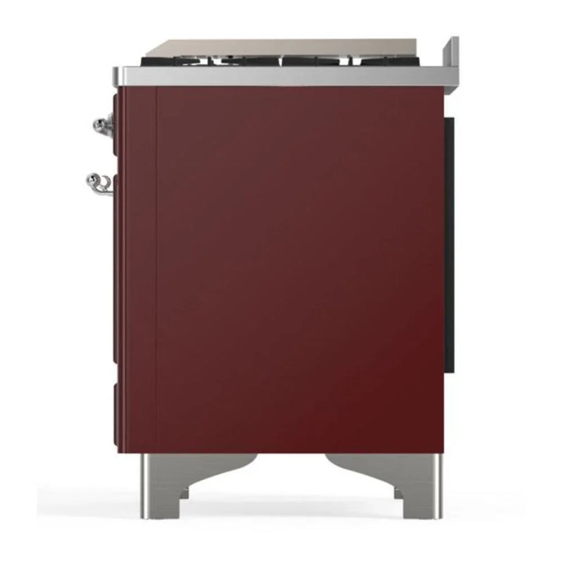 ILVE Majestic II 36" Dual Fuel Freestanding Range in Burgundy with Chrome Trim, UM09FDNS3BUCLP