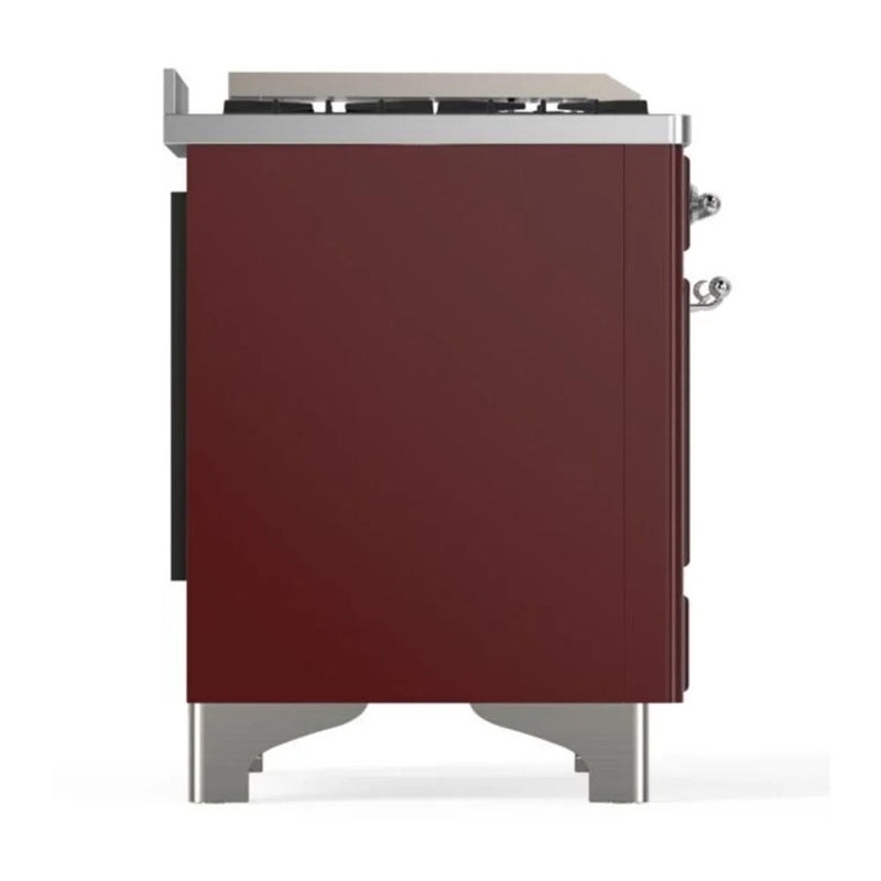 ILVE Majestic II 36" Dual Fuel Freestanding Range in Burgundy with Chrome Trim, UM09FDNS3BUCLP