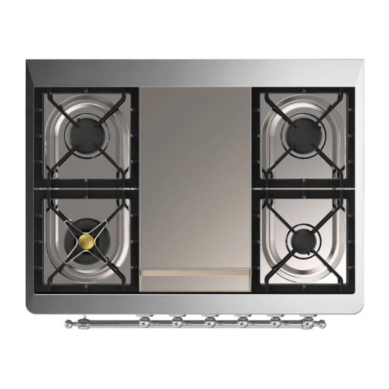 ILVE Majestic II 36" Dual Fuel Freestanding Range in Burgundy with Chrome Trim, UM09FDNS3BUCLP