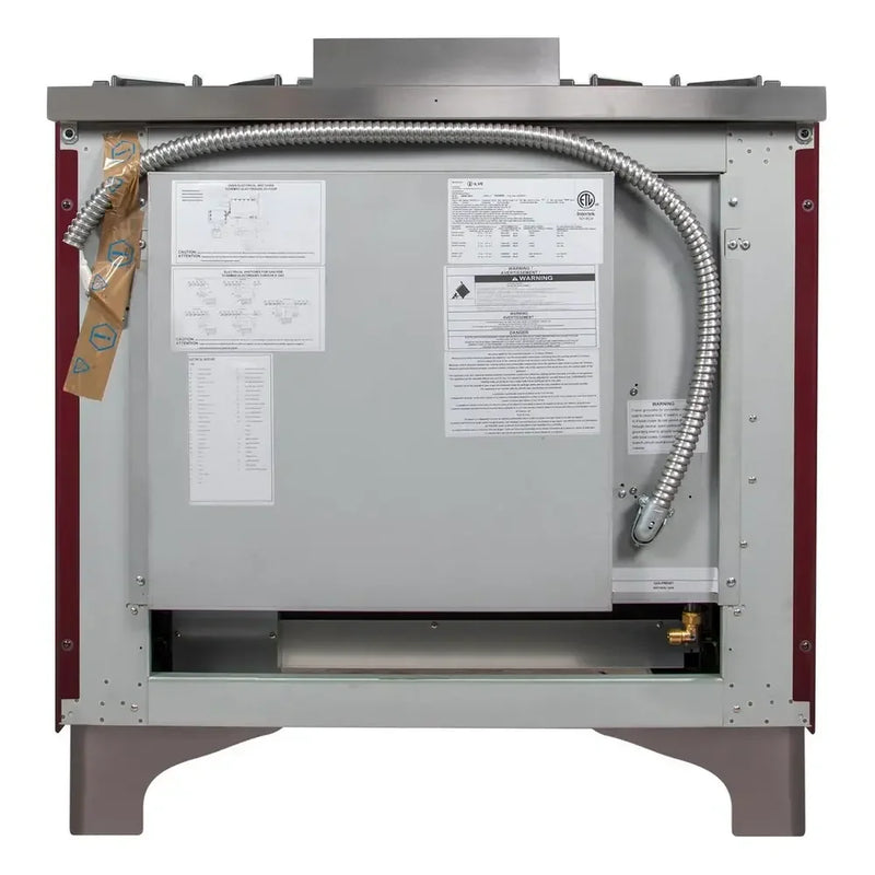 ILVE Majestic II 36" Dual Fuel Freestanding Range in Burgundy with Chrome Trim, UM09FDNS3BUC