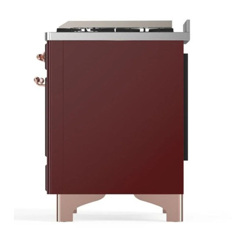 ILVE Majestic II 36" Dual Fuel Freestanding Range in Burgundy with Copper Trim, UM09FDNS3BUPLP