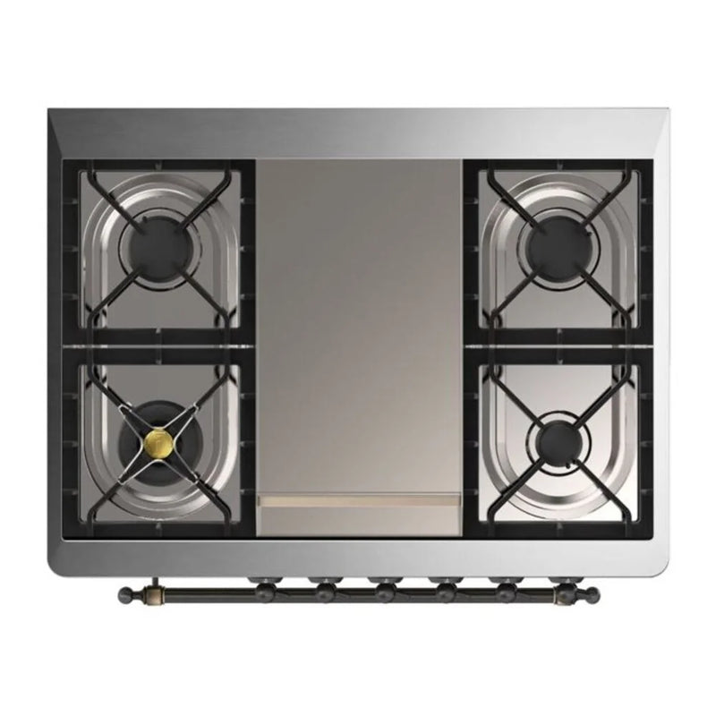 ILVE Majestic II 36" Dual Fuel Freestanding Range in Emerald Green with Burnished Trim, UM09FDNS3EGBLP