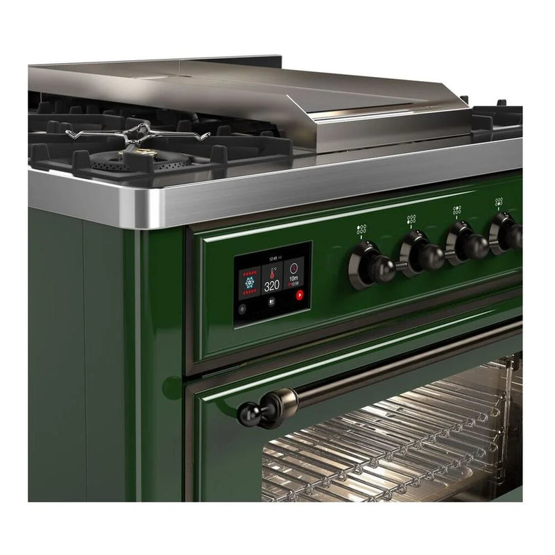 ILVE Majestic II 36" Dual Fuel Freestanding Range in Emerald Green with Burnished Trim, UM09FDNS3EGB