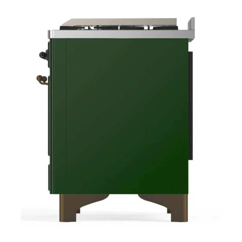 ILVE Majestic II 36" Dual Fuel Freestanding Range in Emerald Green with Burnished Trim, UM09FDNS3EGB