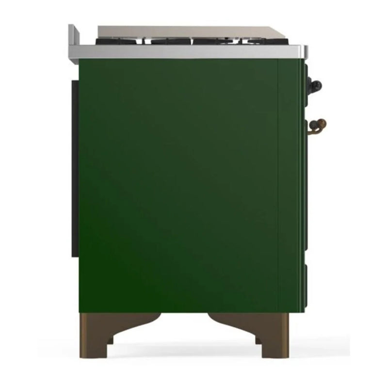 ILVE Majestic II 36" Dual Fuel Freestanding Range in Emerald Green with Burnished Trim, UM09FDNS3EGB