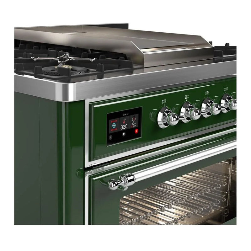 ILVE Majestic II 36" Dual Fuel Freestanding Range in Emerald Green with Chrome Trim, UM09FDNS3EGCLP
